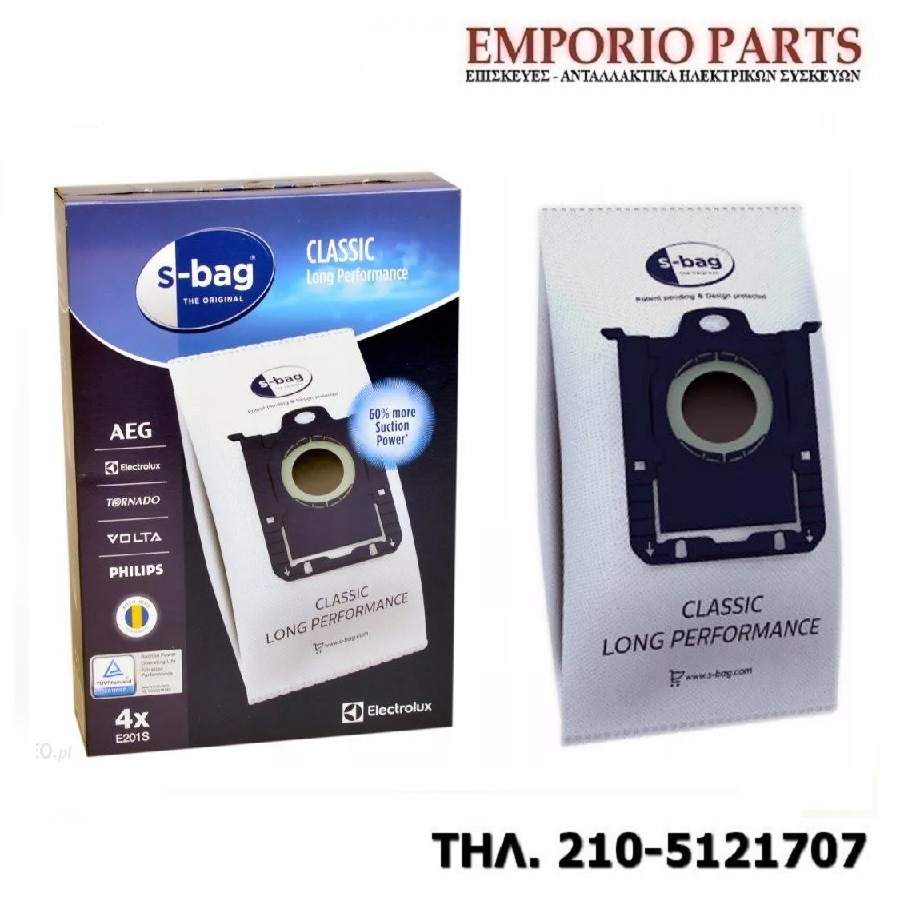 Electrolux S-Bag Classic Long Performance Sacs pour aspirateur E201S,  9001684589